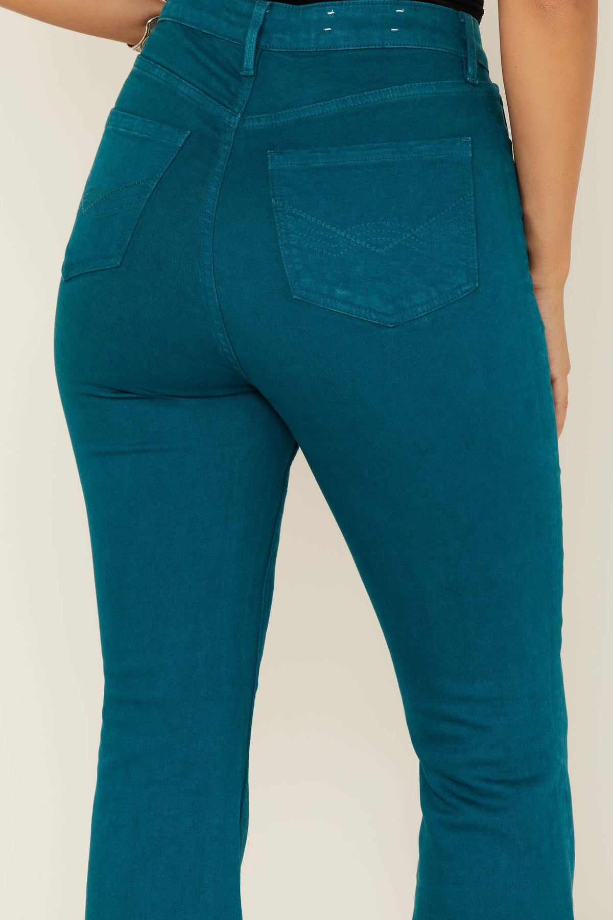 Teal Mid Rise Flare Jeans