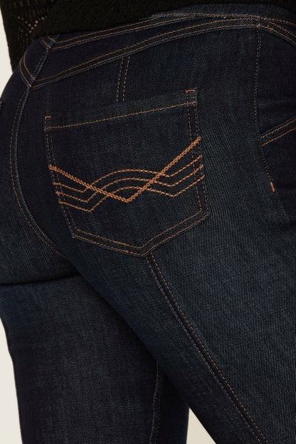Hillsboro Dark Wash High Rise Seamed Outlaw Flare Jeans