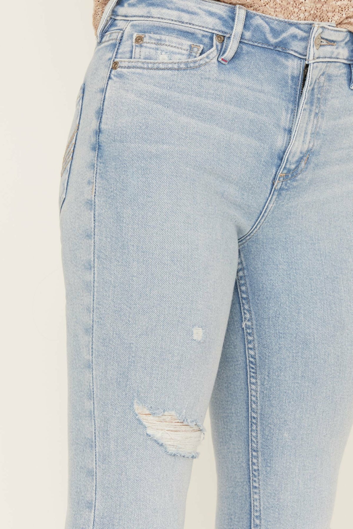 Melbourne Medium Wash High Risin Distressed Bootcut Jeans