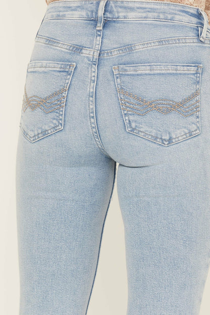 Melbourne Medium Wash High Risin Distressed Bootcut Jeans