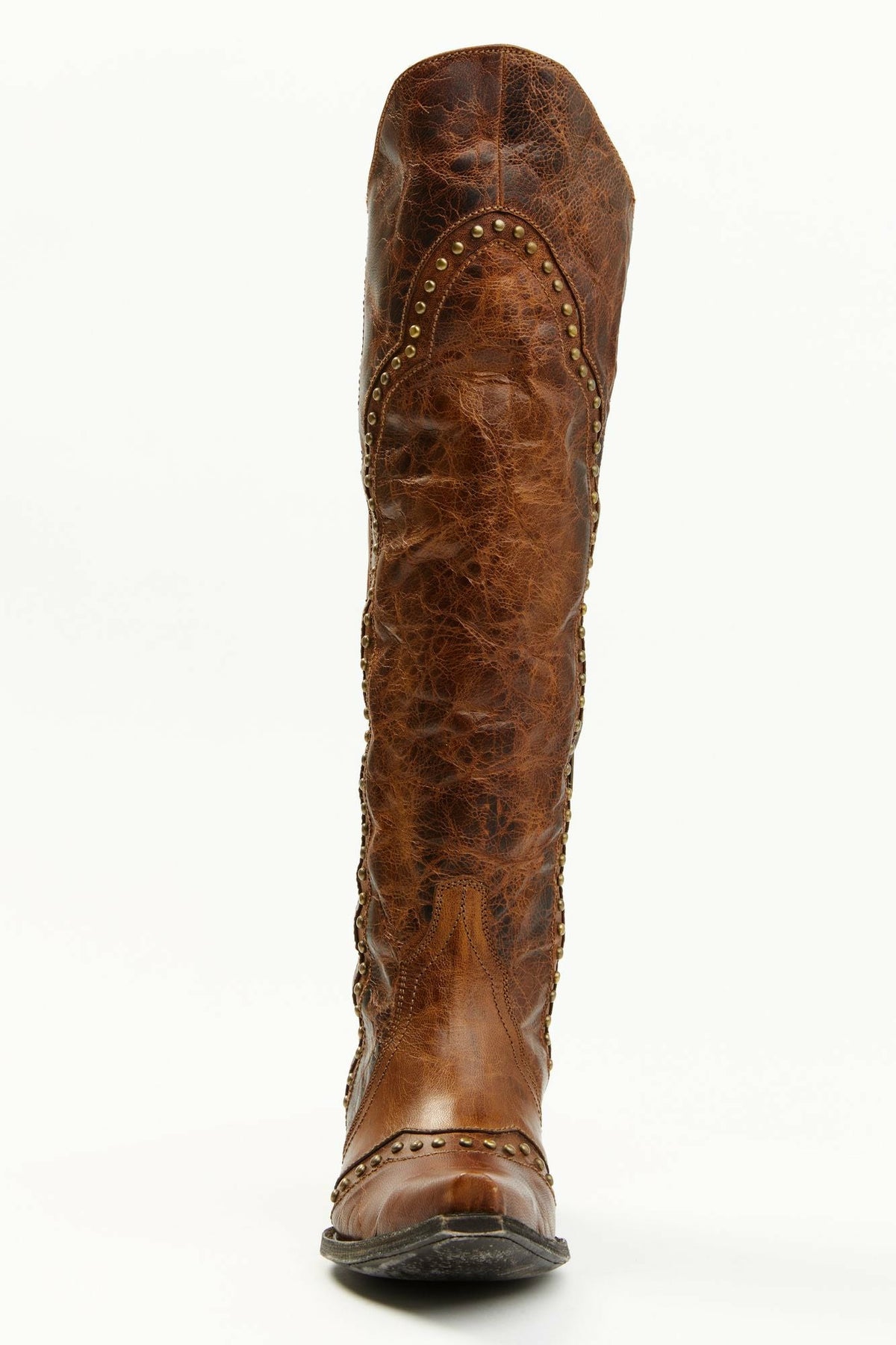 Straight Up Orix Goat Studded Leather Tall Western Boots - Snip Toe