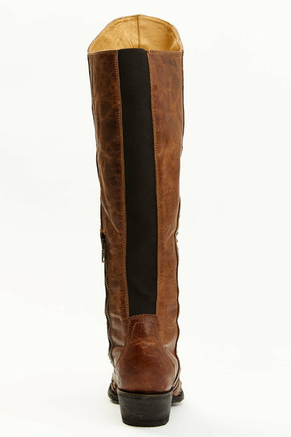 Straight Up Orix Goat Studded Leather Tall Western Boots - Snip Toe