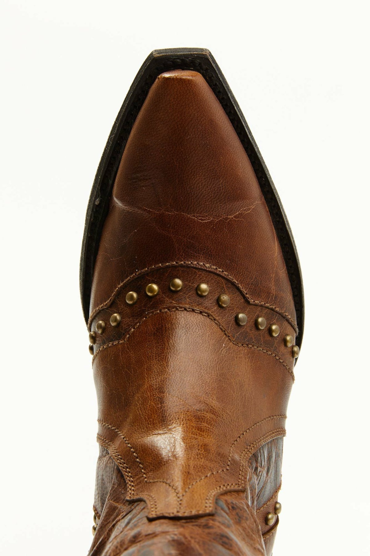 Straight Up Orix Goat Studded Leather Tall Western Boots - Snip Toe