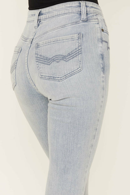 Darbi High Risin Western Stitched Flare Jeans