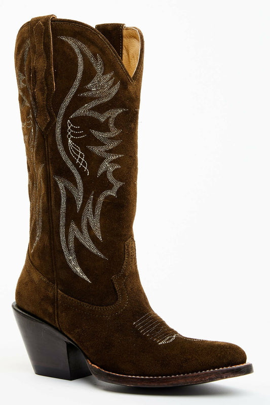 Charmed Life Olive Suede Western Boots - Round Toe