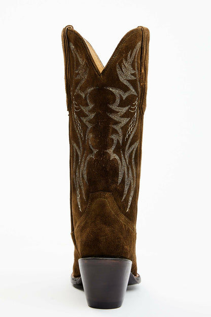 Charmed Life Olive Suede Western Boots - Round Toe