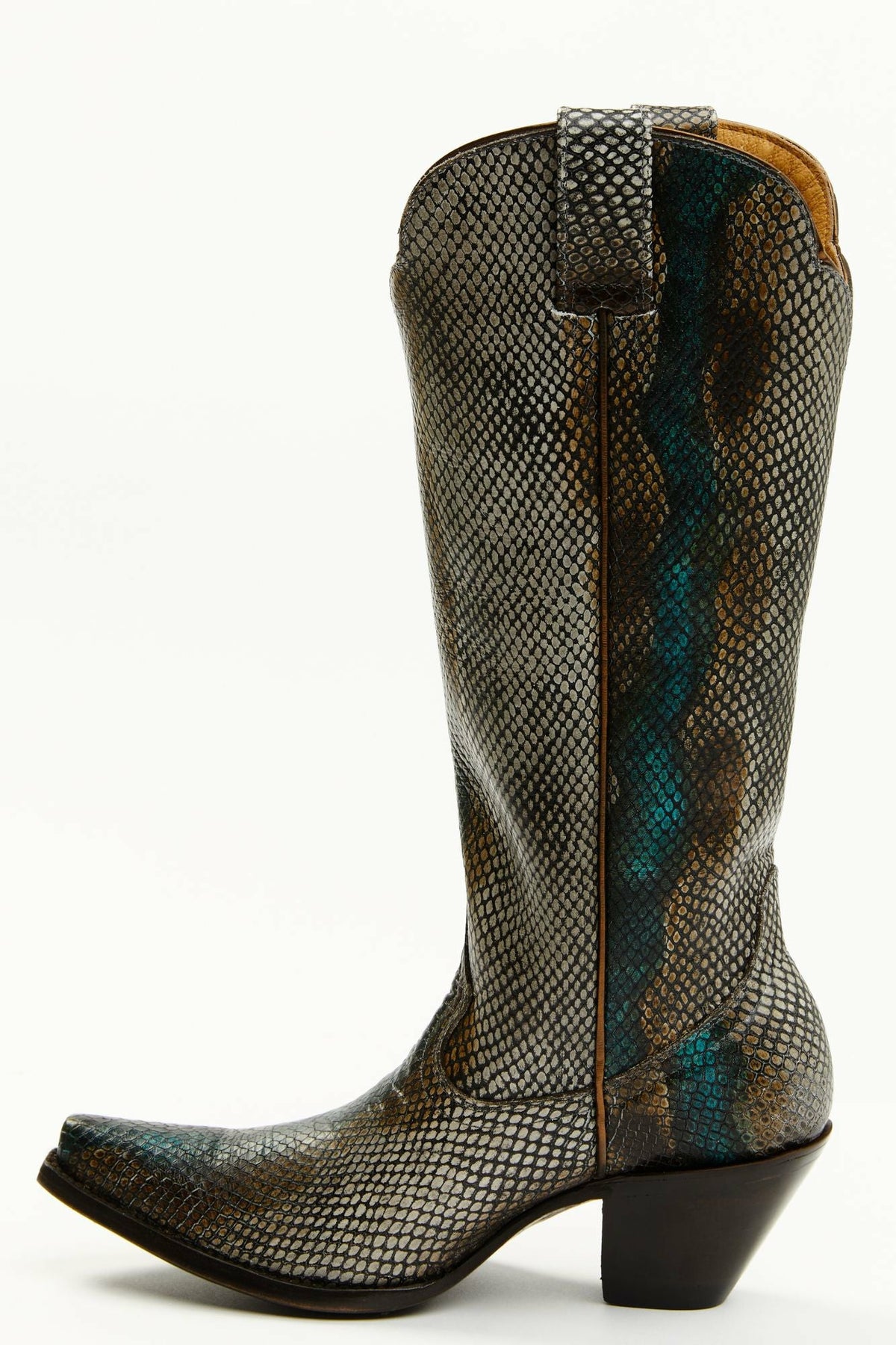 Strut Snake Print Leather Western Boots - Snip Toe