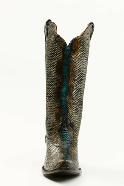 Strut Snake Print Leather Western Boots - Snip Toe