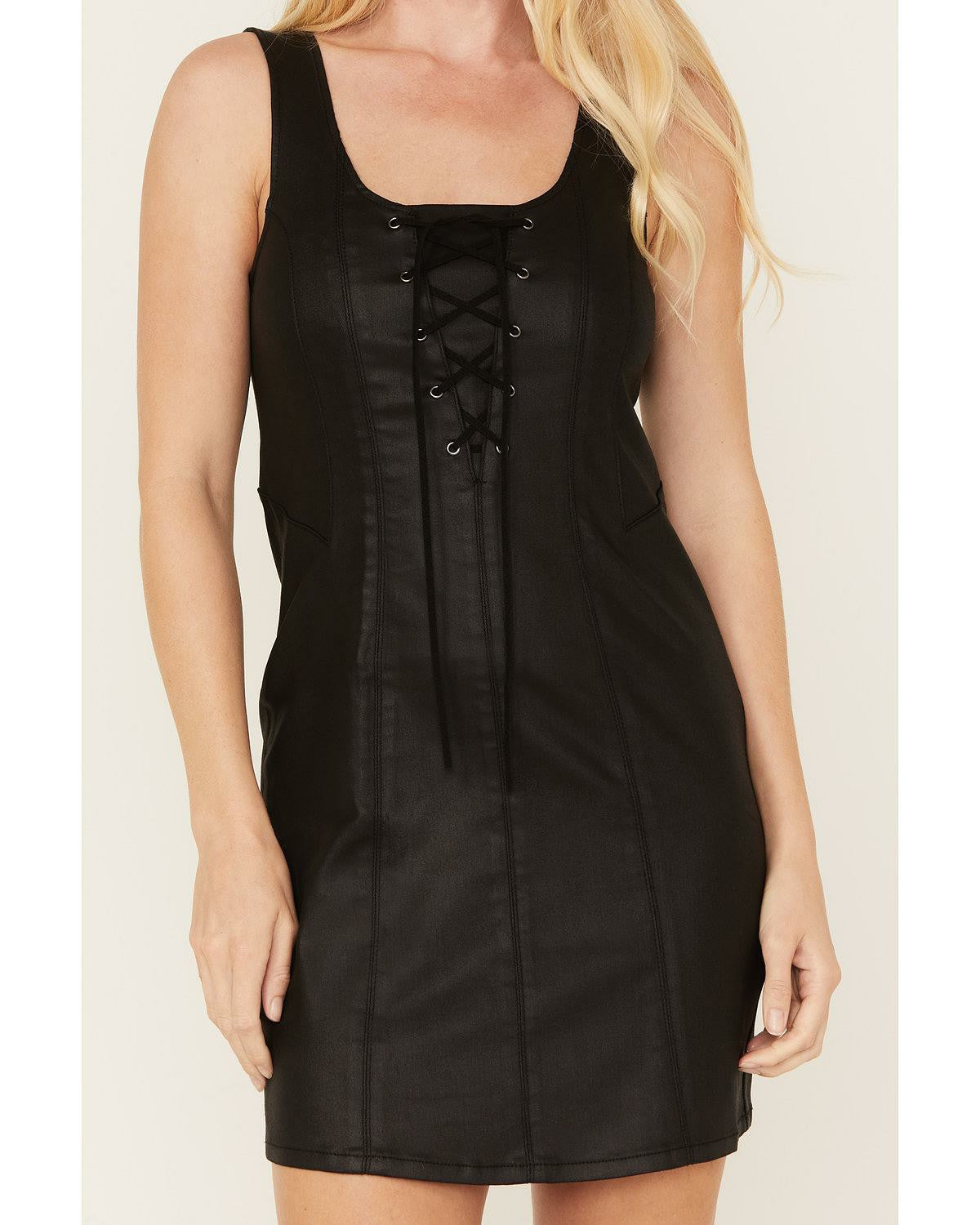Bosley Midi Coated Lace Up Dress