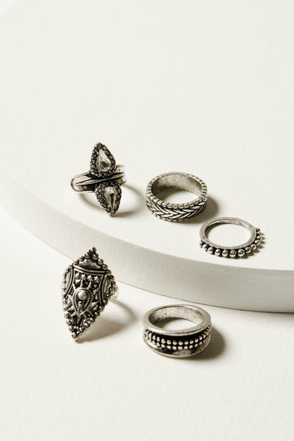 Fairmont 5-Piece Silver Ring Set