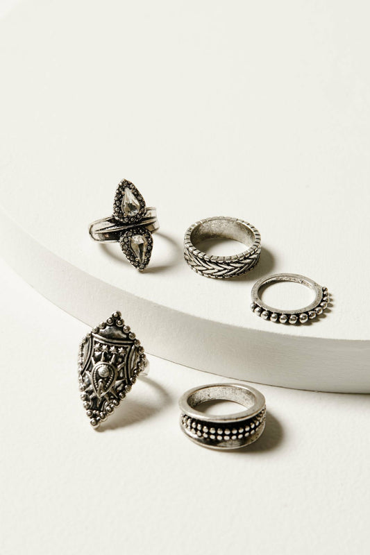 Fairmont 5-Piece Silver Ring Set