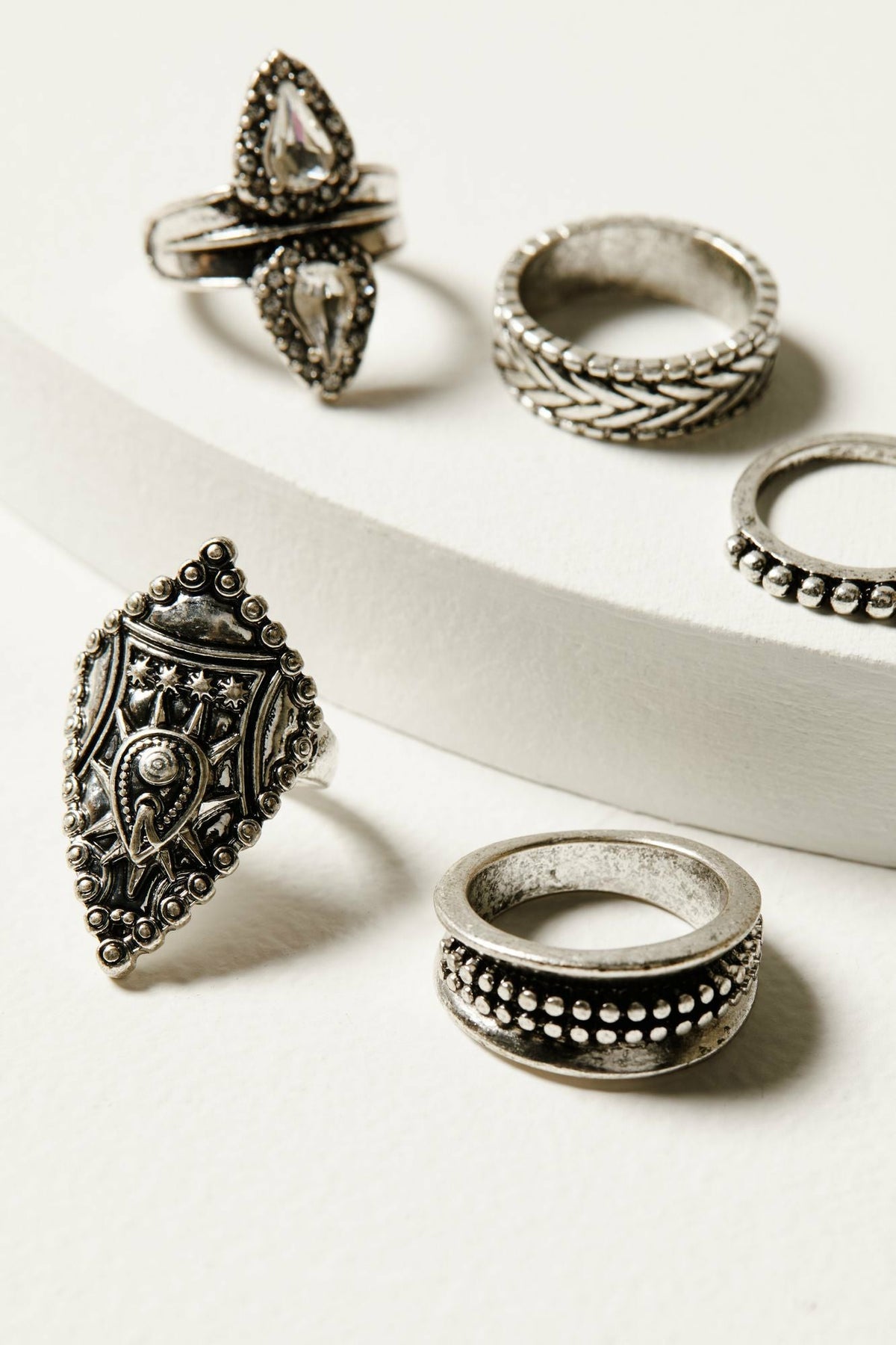 Fairmont 5-Piece Silver Ring Set