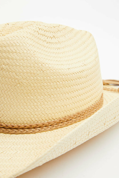 Pioneer Lane Natural Western Straw Hat