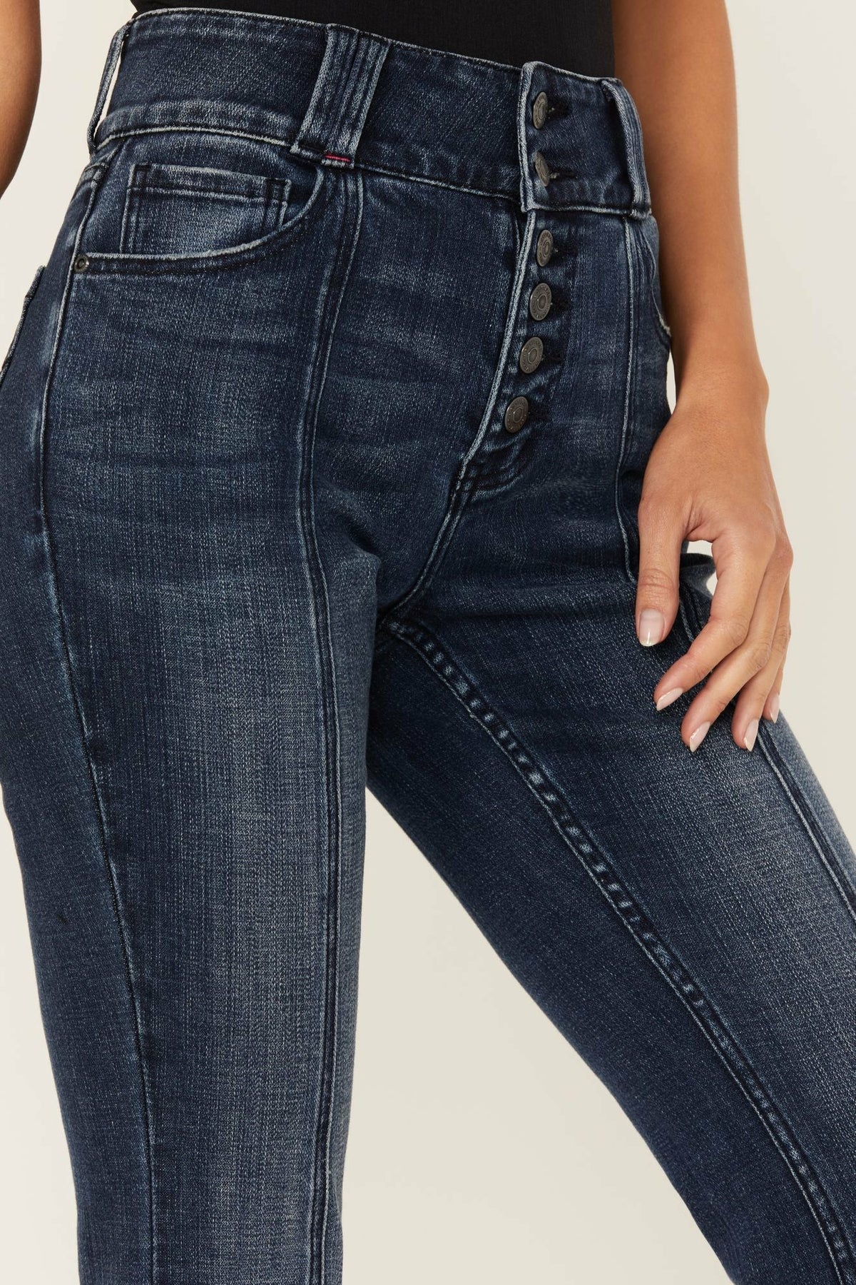 Somerhill Outlaw High Rise Bootcut Button Fly Stretch Denim Jeans