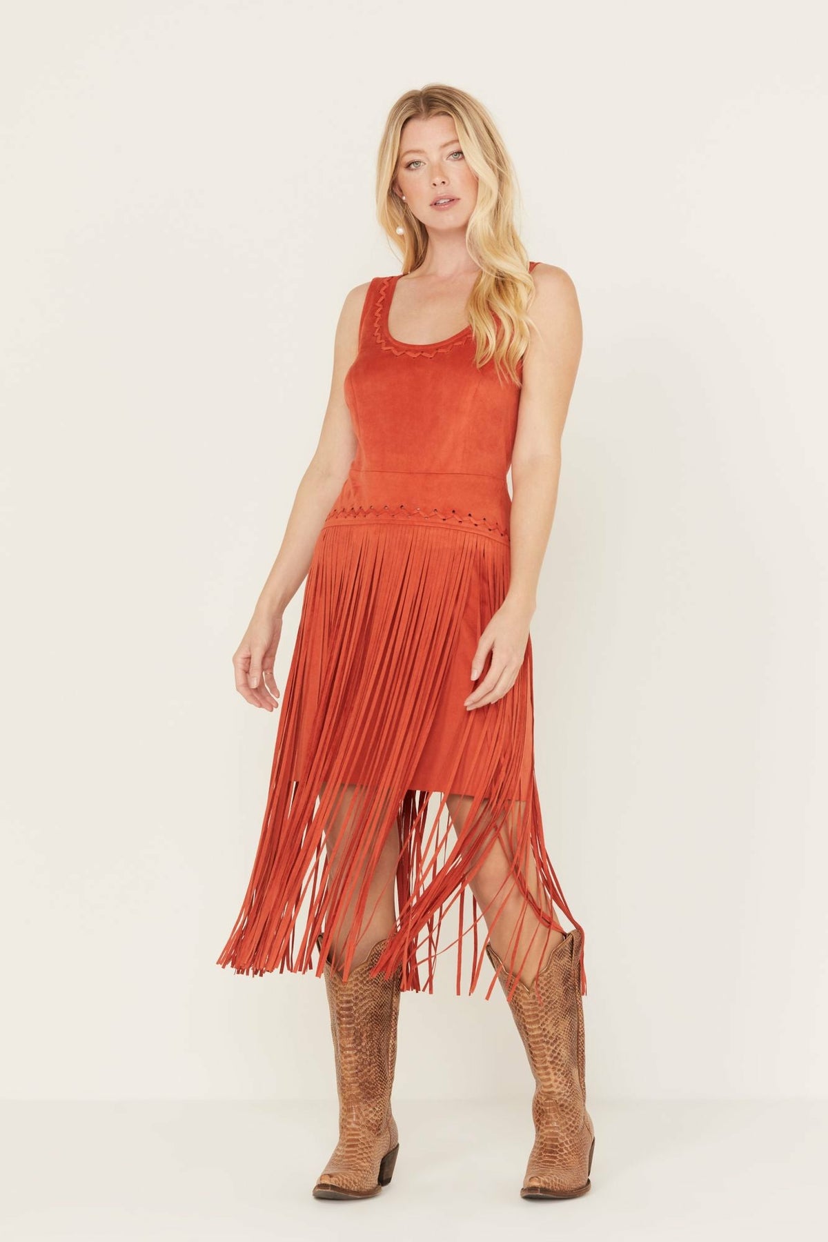 Country Mannor Faux Suede Fringe Dress