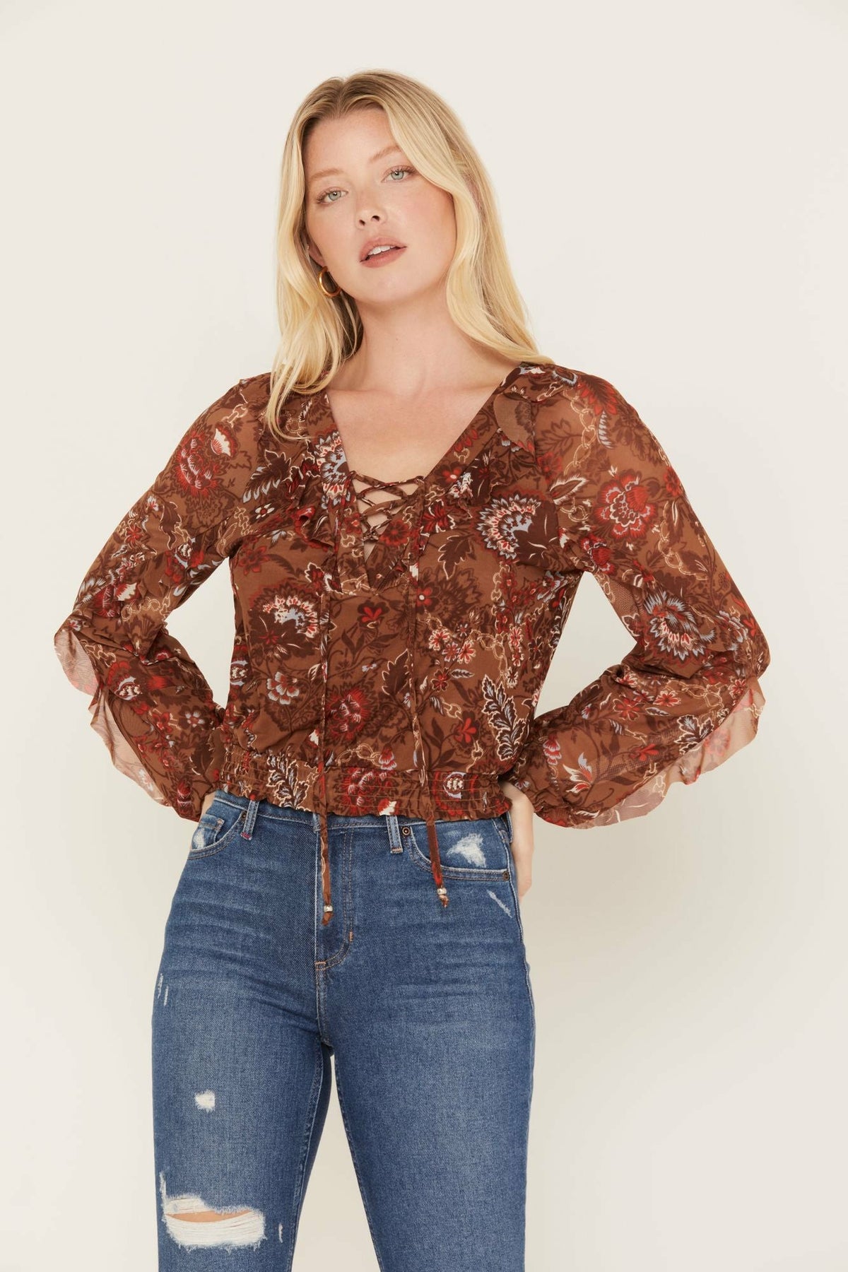 McCoy Meshed Lace-Up Top