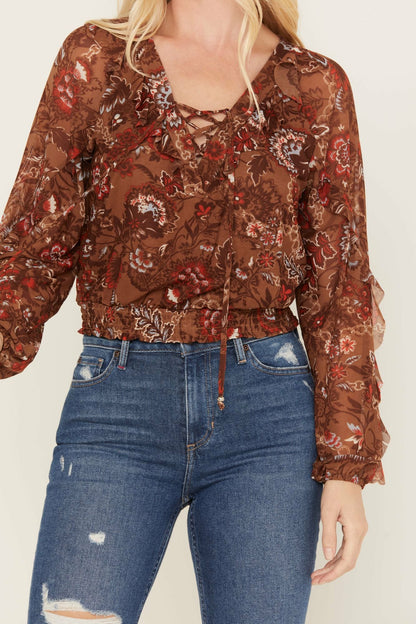 McCoy Meshed Lace-Up Top