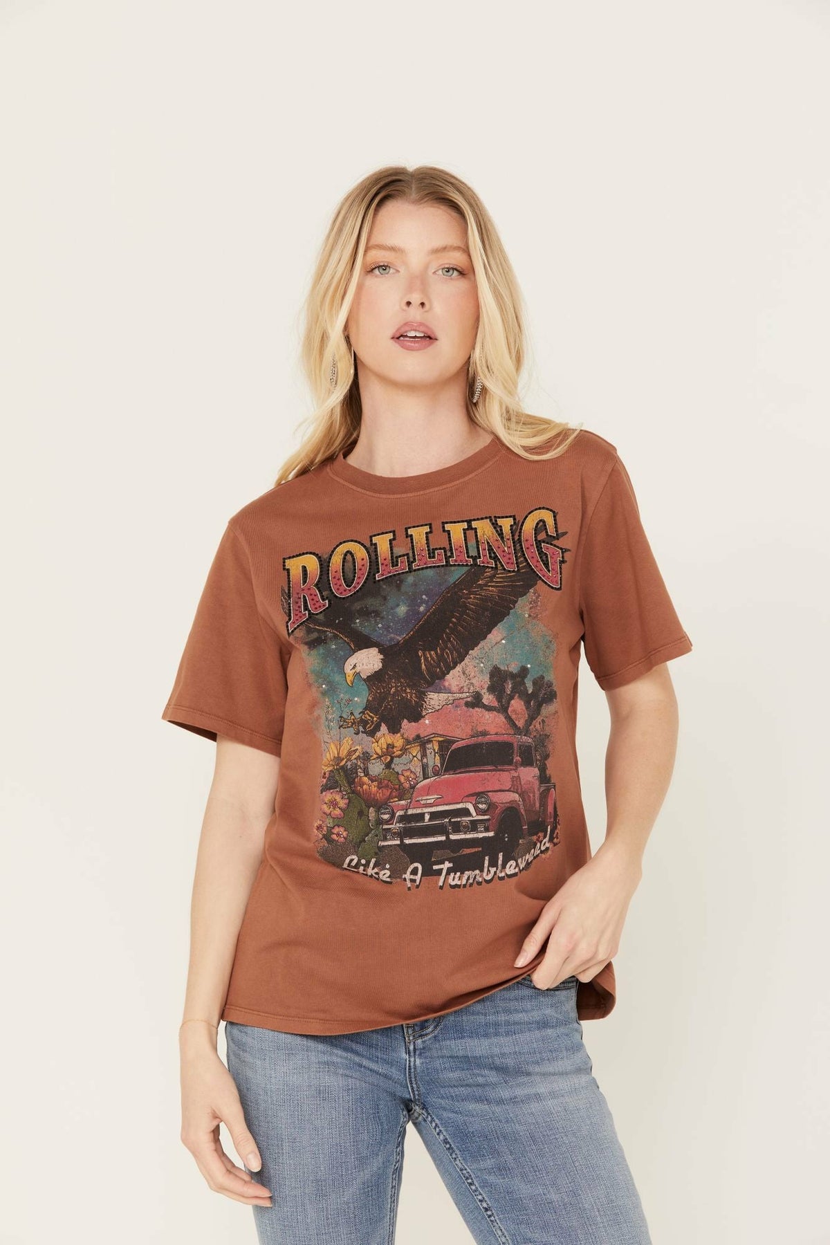 Rhinestone Rolling Graphic Western Tee