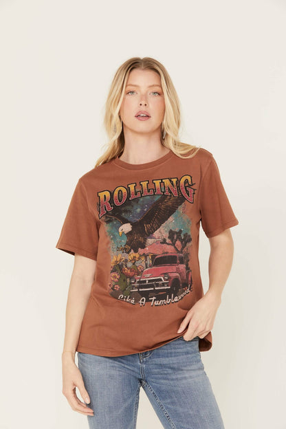 Rhinestone Rolling Graphic Western Tee