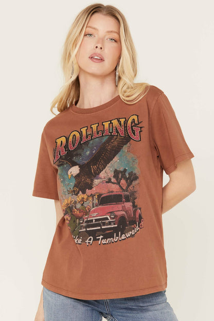 Rhinestone Rolling Graphic Western Tee