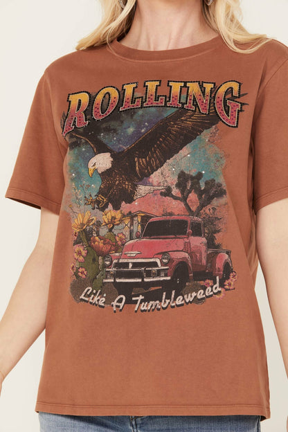 Rhinestone Rolling Graphic Western Tee