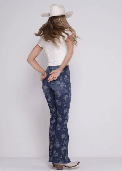 Floral Drive High Risin Flare Jeans