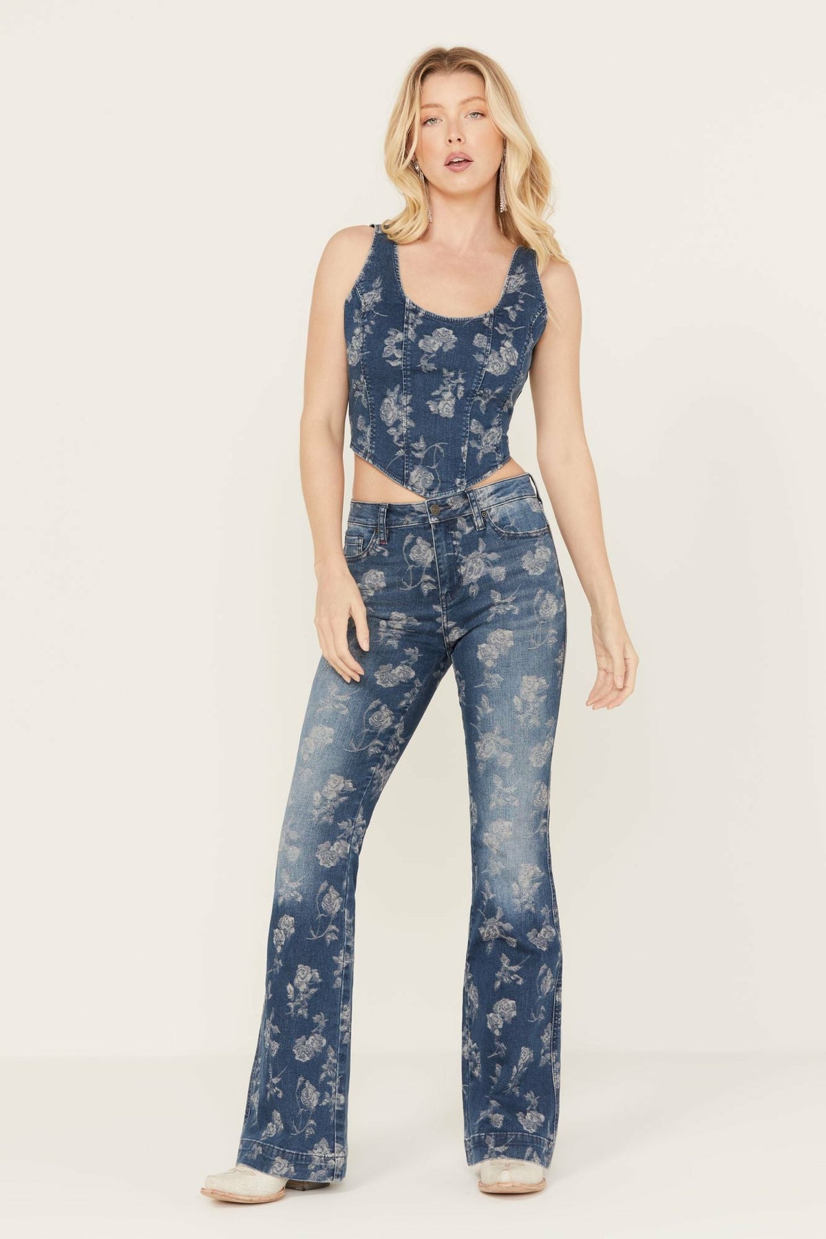 Floral Drive High Risin Flare Jeans