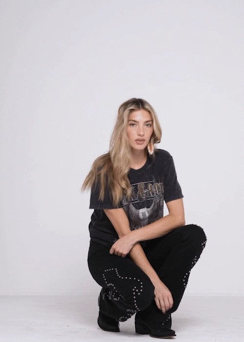 Alameda High Risin Studded Stretch Flare Jeans