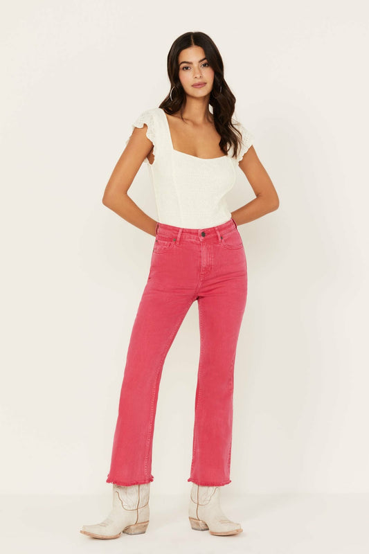Cherry High Risin Kick Stretch Flare Jeans