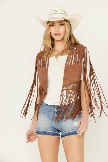 Ennis Suede Crochet Vest