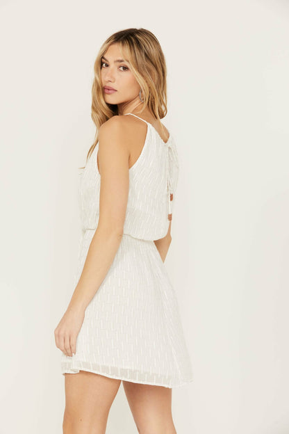 Gladiolus Metallic Slip Tie Front Dress
