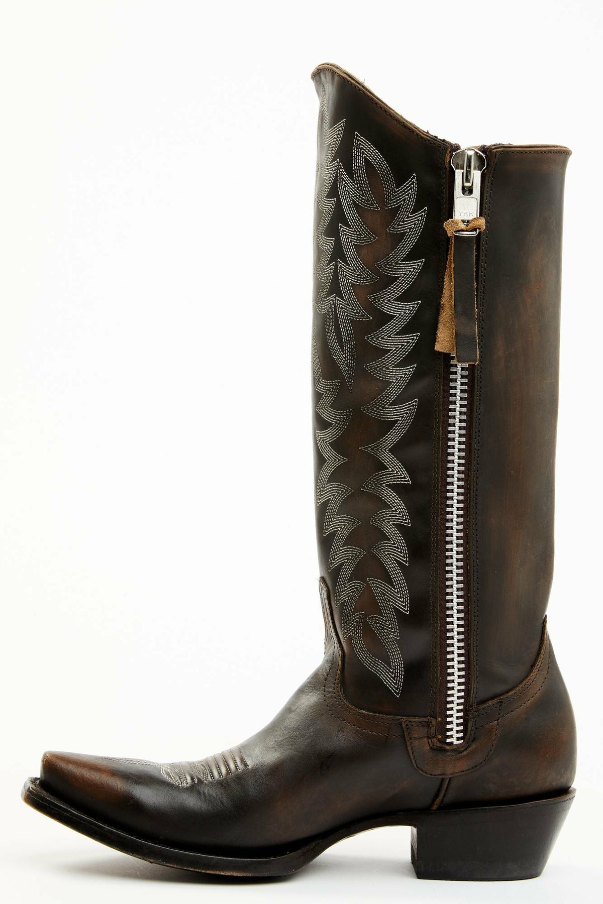 Latigo Side Zip Distressed Tall Western Boot - Snip Toe