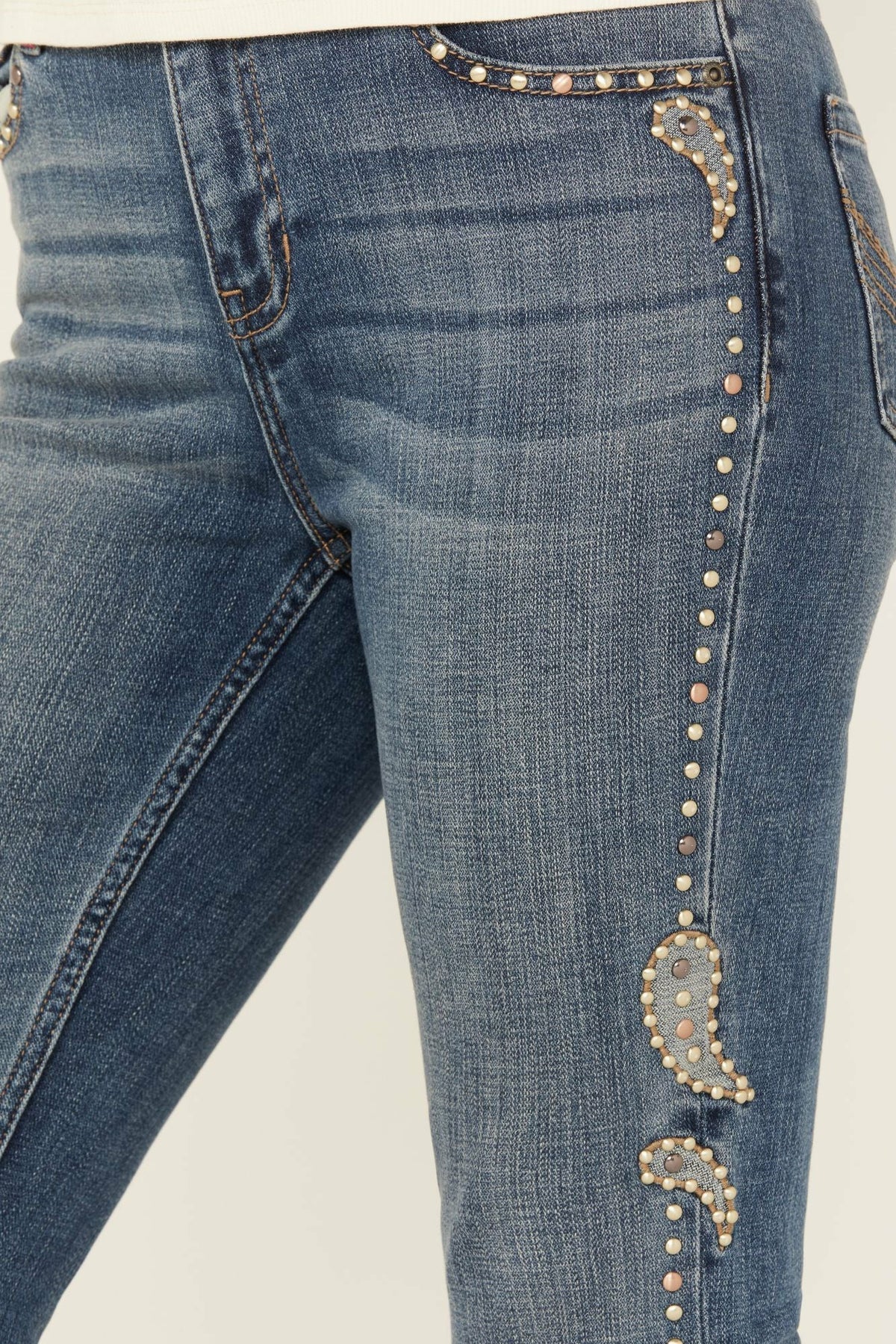 Onslow Medium Wash Gypsy High Rise Embellished Stretch Flare Jeans