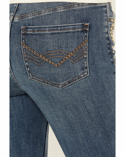 Onslow Medium Wash Gypsy High Rise Embellished Stretch Flare Jeans