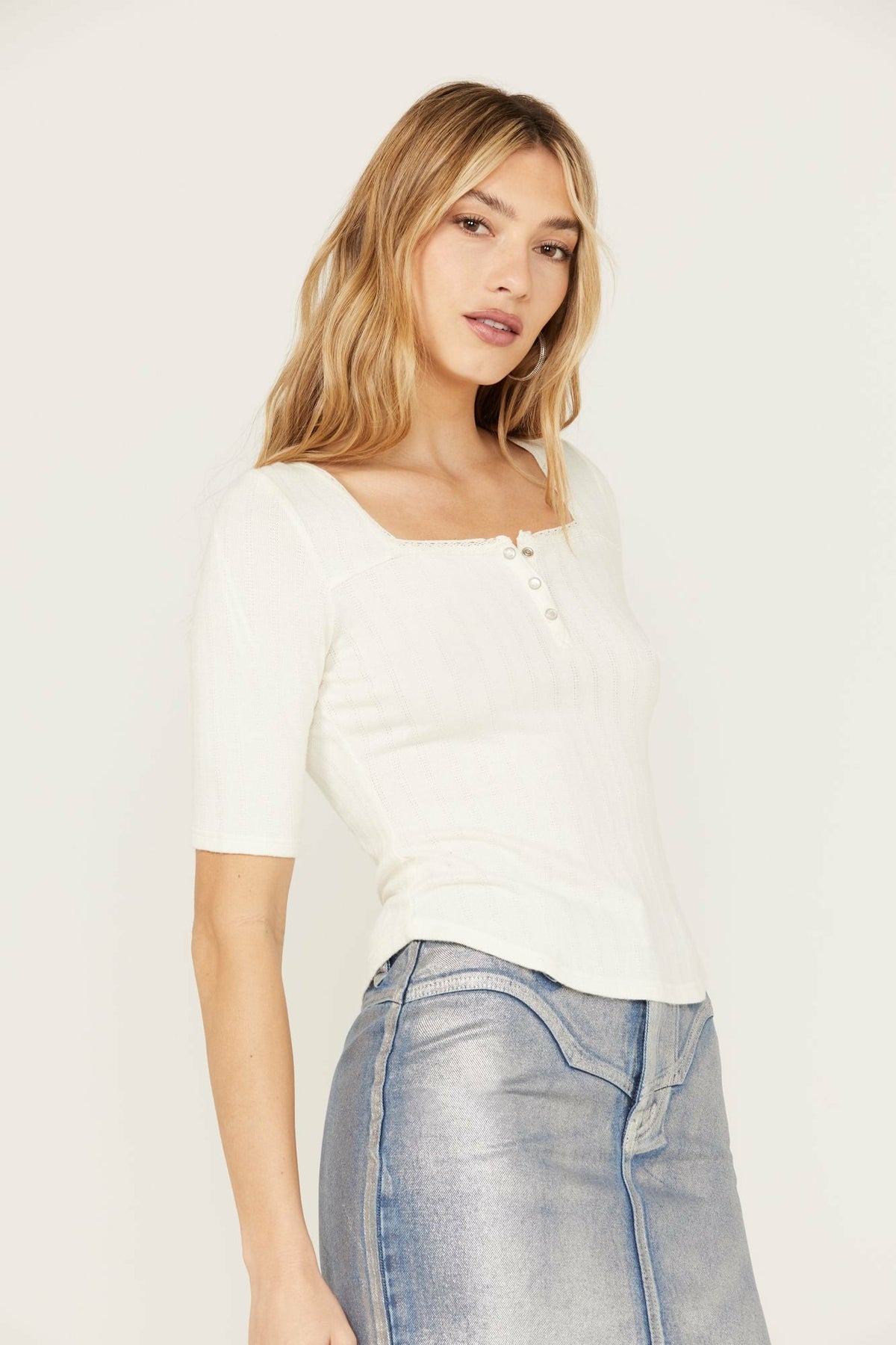 Lucy Square Neck Henley Shirt