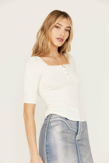 Lucy Square Neck Henley Shirt