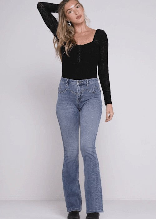 Beasley Gypsy High Rise Western Yoke Stretch Bootcut Jeans