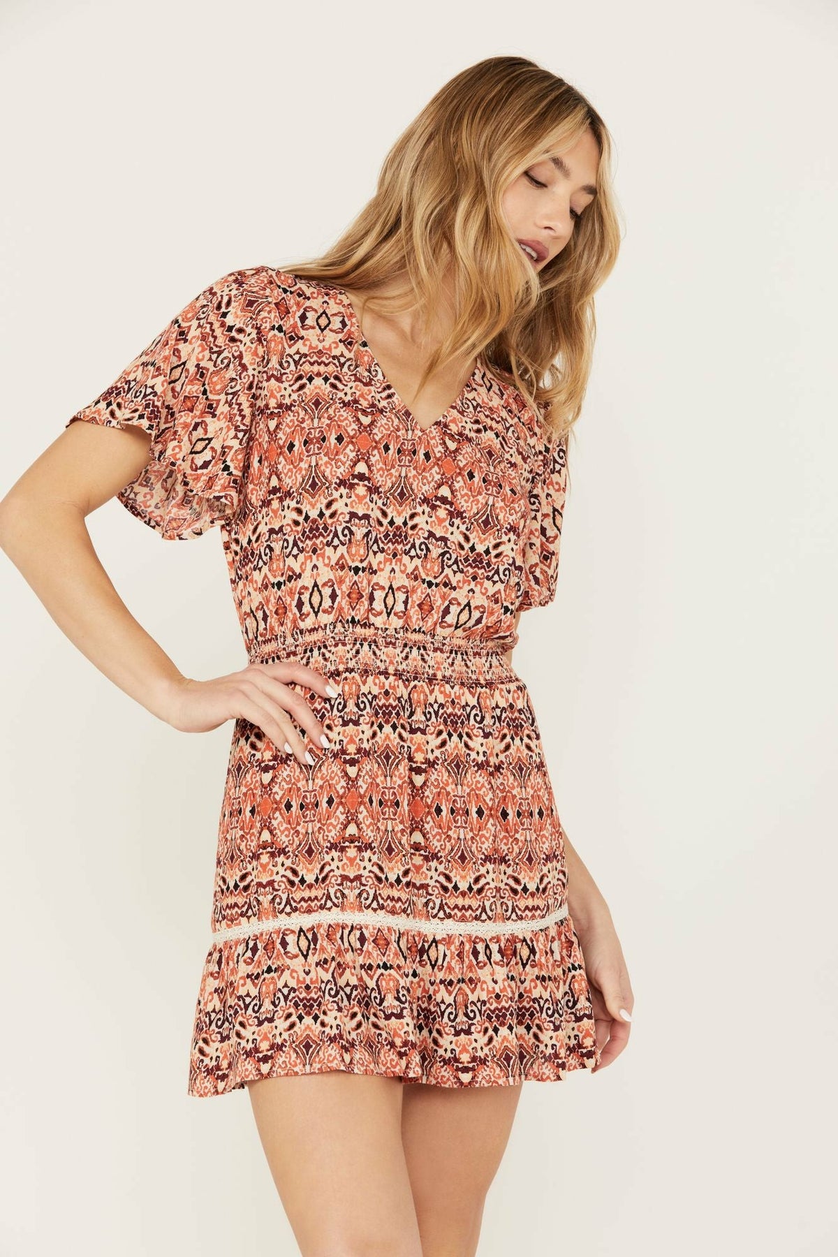 Blossom Flutter Sleeve Smocked Dress