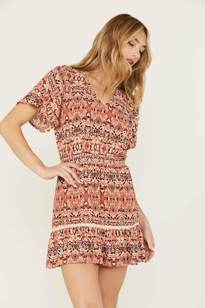 Blossom Flutter Sleeve Smocked Dress