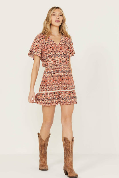 Blossom Flutter Sleeve Smocked Dress