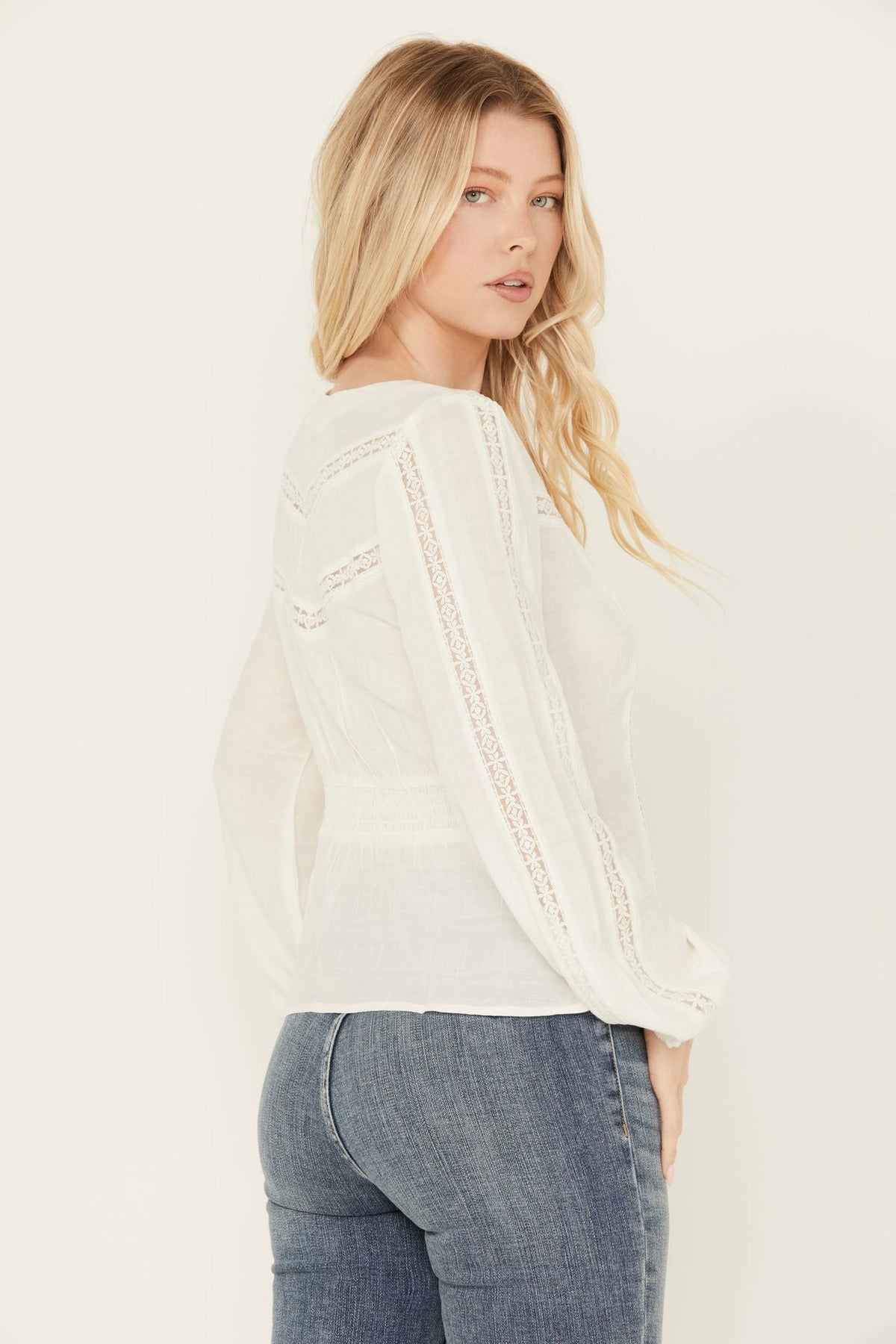 Charlotte Long Sleeve Lace Inset Top