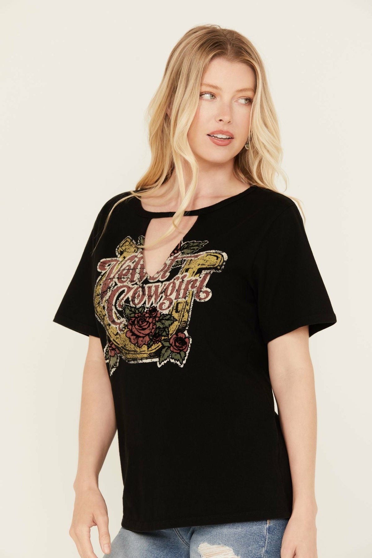 Velvet Cowgirl Cut Out Graphic Tee