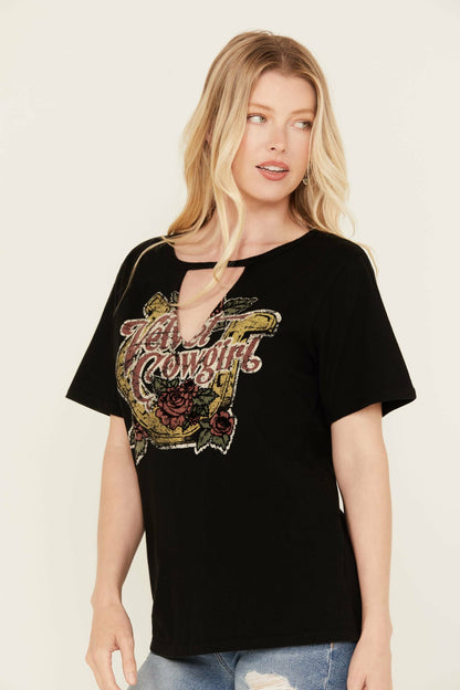 Velvet Cowgirl Cut Out Graphic Tee