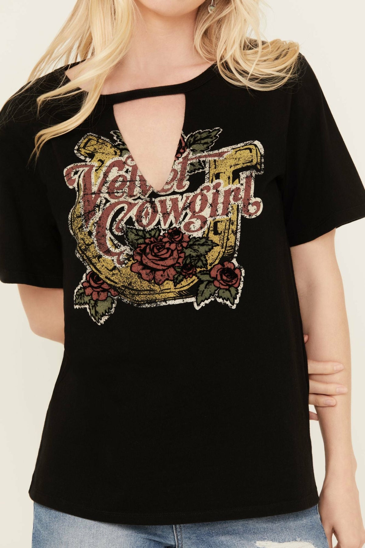 Velvet Cowgirl Cut Out Graphic Tee