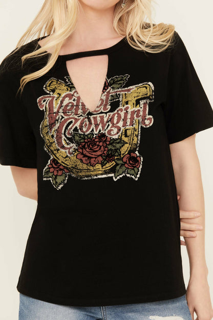 Velvet Cowgirl Cut Out Graphic Tee