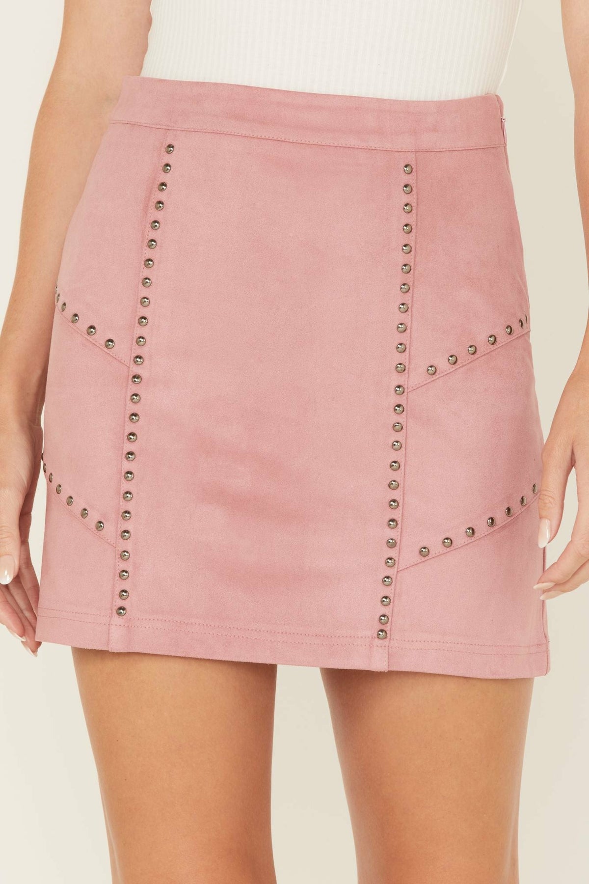 Charlotte Faux Suede Studded Mini Skirt
