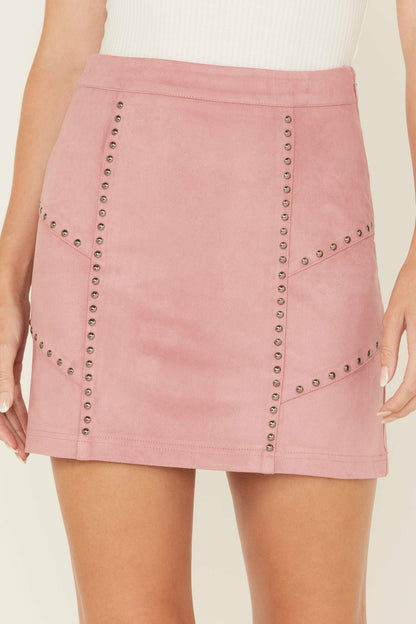 Charlotte Faux Suede Studded Mini Skirt