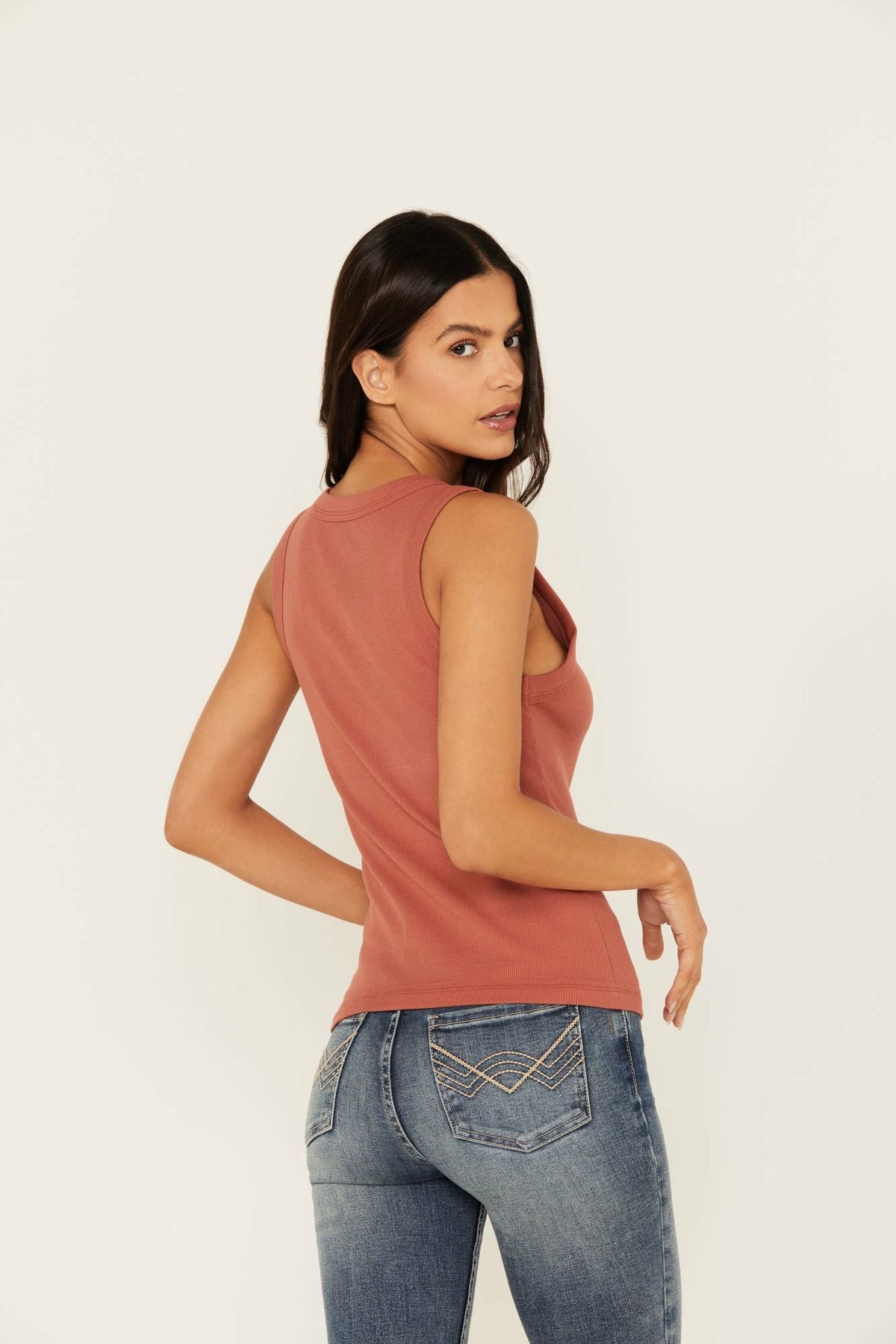 Edna Button Front Ribbed Tank