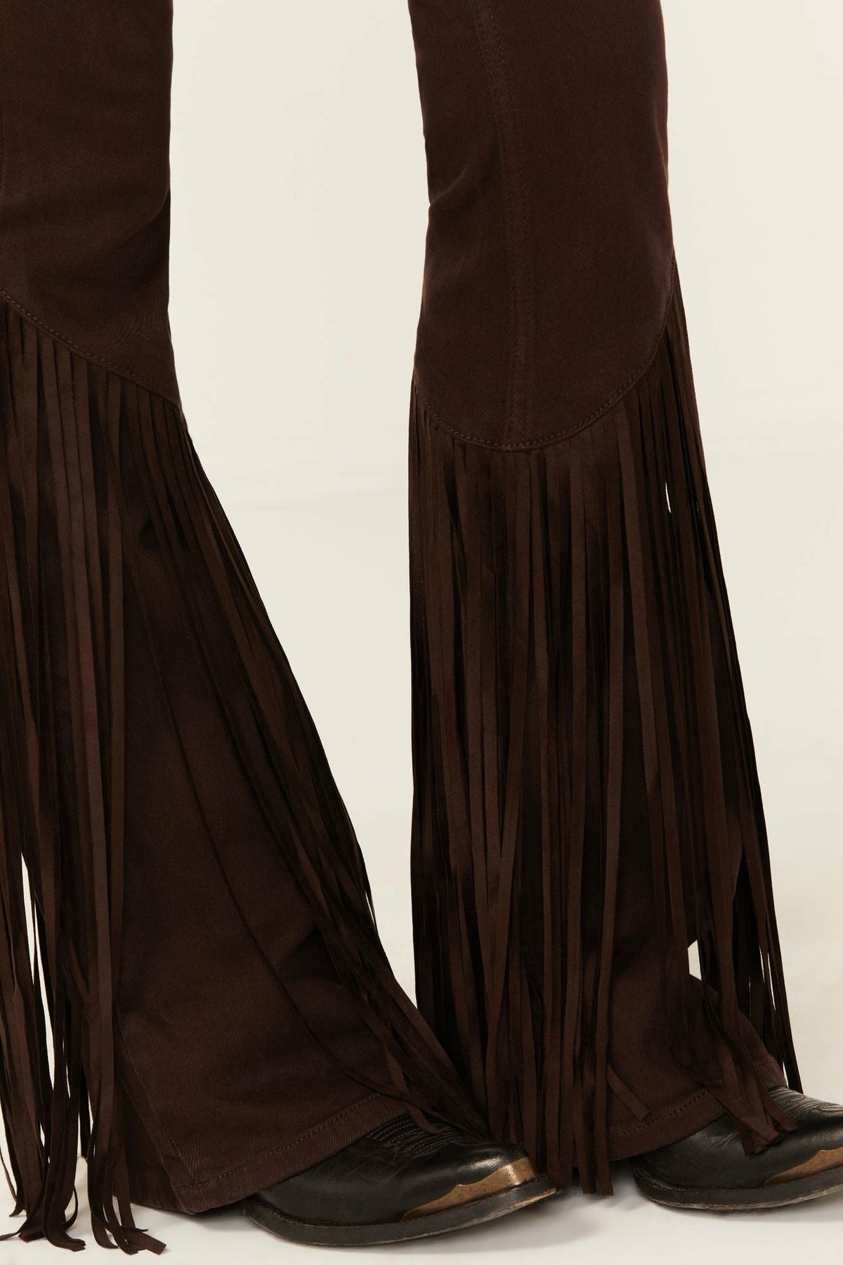 Coffee Bean Mid Rise Rebel Fringe Bootcut Jeans
