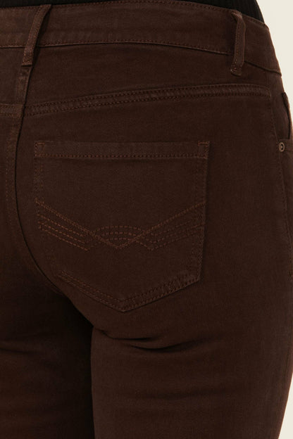 Coffee Bean Mid Rise Rebel Fringe Bootcut Jeans